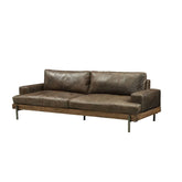 Silchester Oak & Distress Chocolate Top Grain Leather Sofa Model 52475 By ACME Furniture